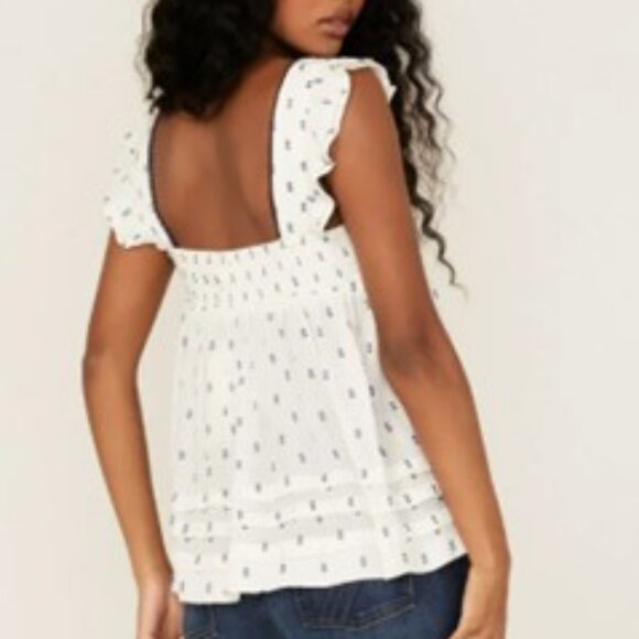 sleeveless Ruffle Baby doll Top light print top  size small MY STYLE - Picture 7 of 16